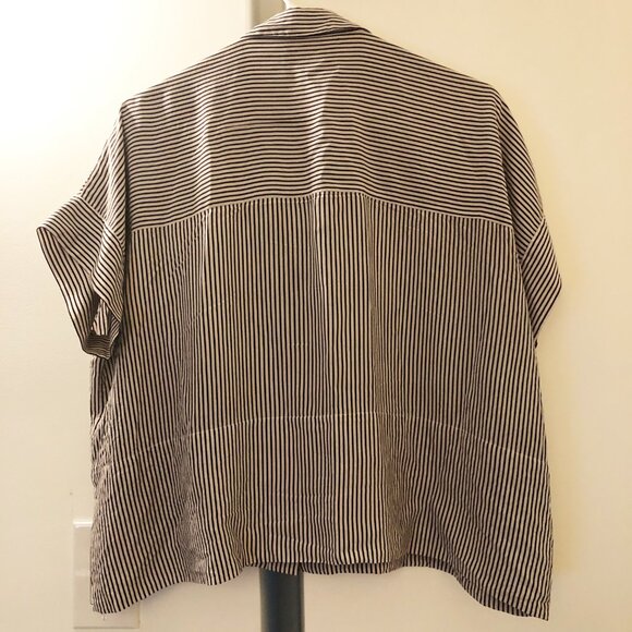 EVERLANE THE CLEAN SILK SHORT-SLEEVE SQUARE SHIRT BOXY OVERSIZE WASHABLE 10 NWOT - Picture 10 of 15